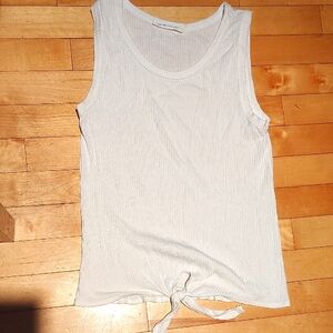 Caution to the Wind | White Sleeveless Tie-Front Top